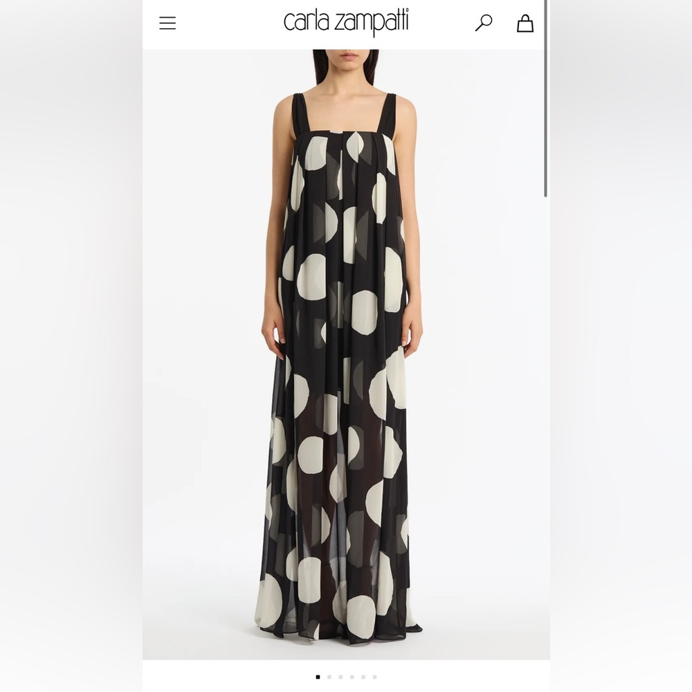 Carla Zampatti Black and White Polka Dot Maxi Dress